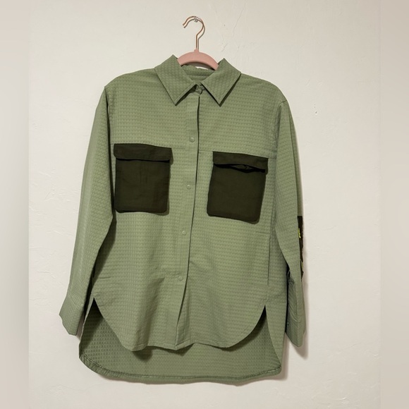 Lululemon Grid Fleece Hiking Overshirt Womens Size 4 Shacket Oversized Green - Picture 2 of 8